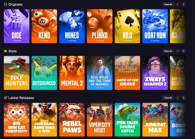 Goated Casino jeux