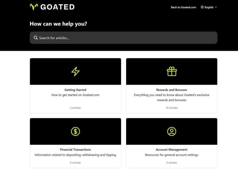 Goated Casino support client